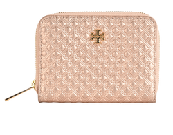 Tory Burch Quilted Small Wallet, Leather, Metallic Pink, MIC, 3*